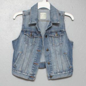 Old Navy light wash denim distressed jean vest
